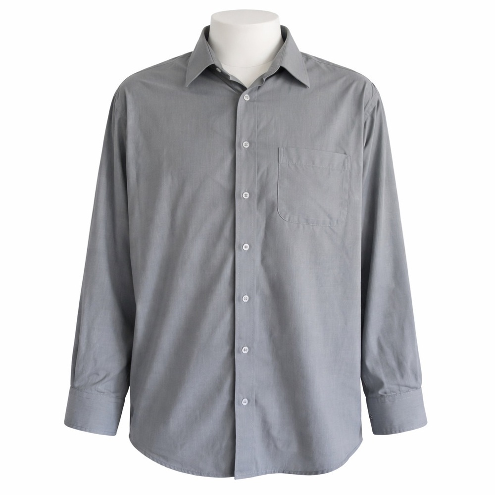 Size 18.5 Haggar Men’s Grey Lightweight Button Up Dress‎ Shirt